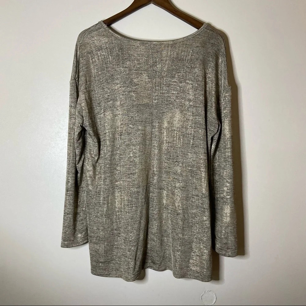 Gold Metallic Tunic LANE BRYANT Top Scoop Neck Slouchy Relaxed Blouse Size 16/18 - Picture 7 of 8